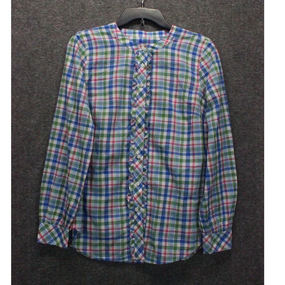 Talbots Ruffled Buttons Front Shirt-Picnic Plaid Size Small